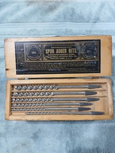 Vintage Russell Jennings Spur Auger Bit Set in Original 3-Tier Oak Box - Picture 1 of 6