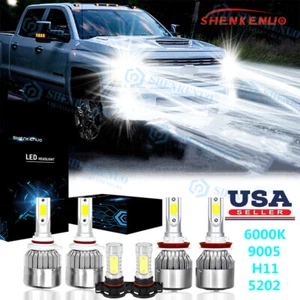 For Chevy Silverado 1500 2500 HD 2007-2015 6000K LED Headlights + Fog Bulbs Kit - Picture 1 of 12