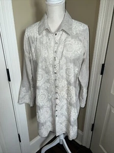 SOFT ENVIRONMENT Kamal Rayon Leinen Tunika Top Gr. XL bestickt beige - Bild 1 von 9