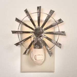 Windmill Night Light 5.5" T Distressed Metal On / Off Switch Farmhouse Kitchen - Picture 1 of 1