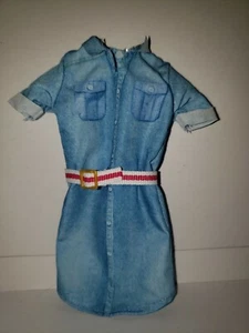 DENIM SHIRT DRESS WITH BELT FOR BARBIE DOLL - Picture 1 of 4