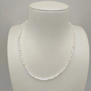 Collar de perlas Akoya blancas genuinas naturales AAA+ de 17" de oro de 14 k P - Imagen 1 de 8