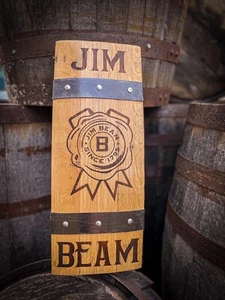 Whiskey Barrel Jim beam Stave Wall Hanger Awesome Man Cave Bar Decor - Picture 1 of 1