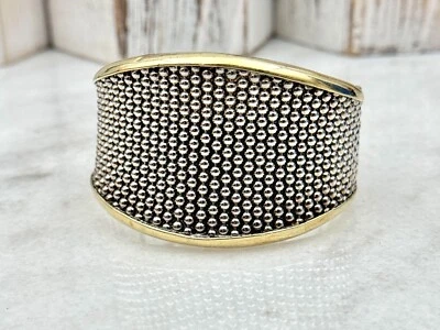 LAGOS Caviar Sterling Silver 18k 925/750 Hinged Cuff Bracelet, Size M 6 3/4” - Image 1 of 4