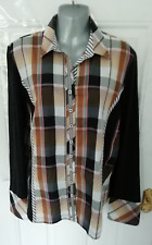 Just WHITE by SE Gr. 12 (40) grau braun rosa Kariert Knopfverschluss Shirt Bluse Top