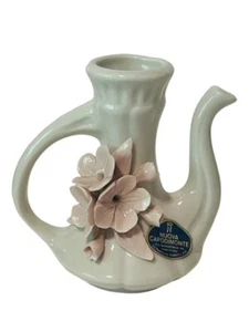 Capodimonte Flower Savastano Gricci Italy Figurine Pink Rose Nuova Pitcher Vtg - Picture 1 of 5