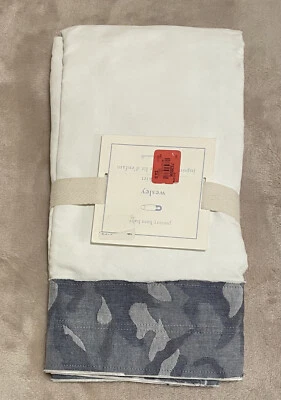 Pottery Barn Kids Baby Crib Skirt Wesley Chambray Camo Blue NEW PB kids 16” drop - Image 1 of 3