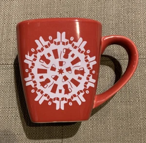 2004 Starbucks Red Square Christmas Holiday Snowflake Collectible Coffee Mug - Picture 1 of 4