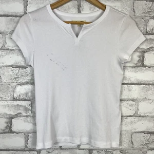 MADEWELL Damen Brightside Slim Rib White Split-Neck Tee SMALL NO557 - Bild 1 von 7