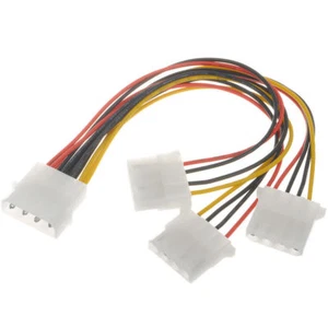 3 Wege 4 Pin Netzteil Strom Splitter Kabel LP4 Molex 1 bis 3  - Bild 1 von 2