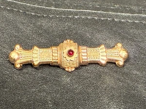 Broche prendedor antiguo victoriano de oro y granate eduardiano con clip de corbata casi nuevo - Imagen 1 de 5