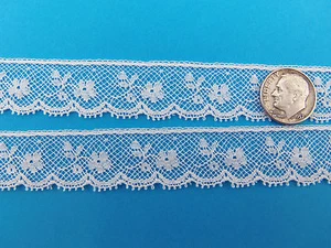 French Heirloom Cotton Lace Edging 11/16" Wide White Fashion/Craft/Doll Lace 882 - Picture 1 of 1