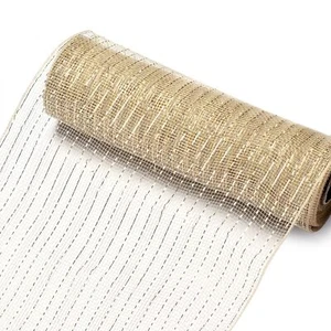Deco Mesh Ribbon with Metallic Foil 10 inch x 30 feet for Christmas Wreath DI... - Picture 1 of 6