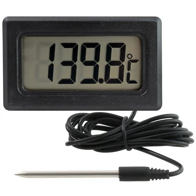 Digital Einbau Thermometer LCD -50...150°C 1,5m 3m 5m 10m Fernfühler Außensensor - Bild 1 von 4