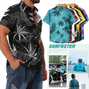 Hawaiian Shirt Men Aloha Summer Casual Beach Button-Down Cruise Holiday Party FS - Picture 1 of 17