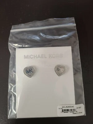 Michael Kors MKJ6260 Fulton Silver Tone St St Hearts Stud Earrings Jewelry - Image 1 of 3
