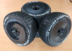 1/8 RC Buggy/Truck Wheels & Tyres x4 Black - Picture 1 of 5