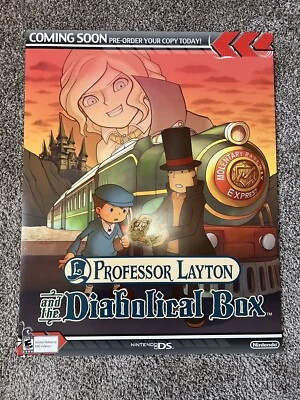 Professor Layton and the Diabolical Box Promo Poster Gamestop Nintendo DS Sign - Image 1 of 3