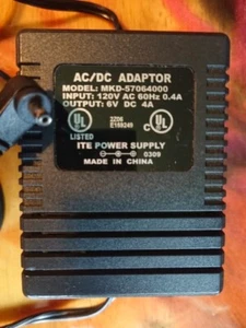 Power Supply AC/DC Adapter MKD-57064000 120V AC 60 HZ 0.4A 6V DC 4A 6 FT Nice 💎 - Picture 1 of 3