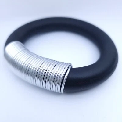 Handmade Rubber Bracelet All Black Jewellery Minimalist Bangle Goth Accessories - Image 1 of 4