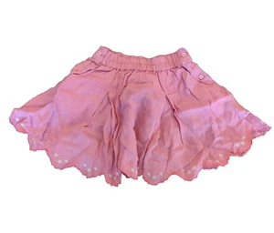 NEW OILILY Girls Classic Pink Linen Embroidered Skirt Size 116 US 6 - Picture 1 of 5