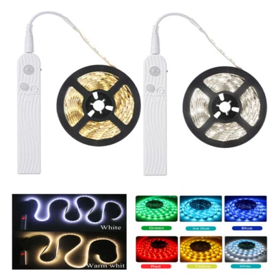 PIR Motion Sensor LED Strip Light 5V USB Battery Powered 60LED/m 2835 Flexible - Image 1 of 4
