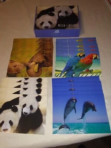 Animal Notecards boxed lot + envelopes Pandas, Dolphins, Elephants, Parrots - Picture 1 of 2