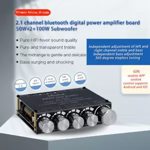 Bluetooth Power Audio Stereo Subwoofer Amplifier Board Bass Note Tuning AMP New - Picture 1 of 28