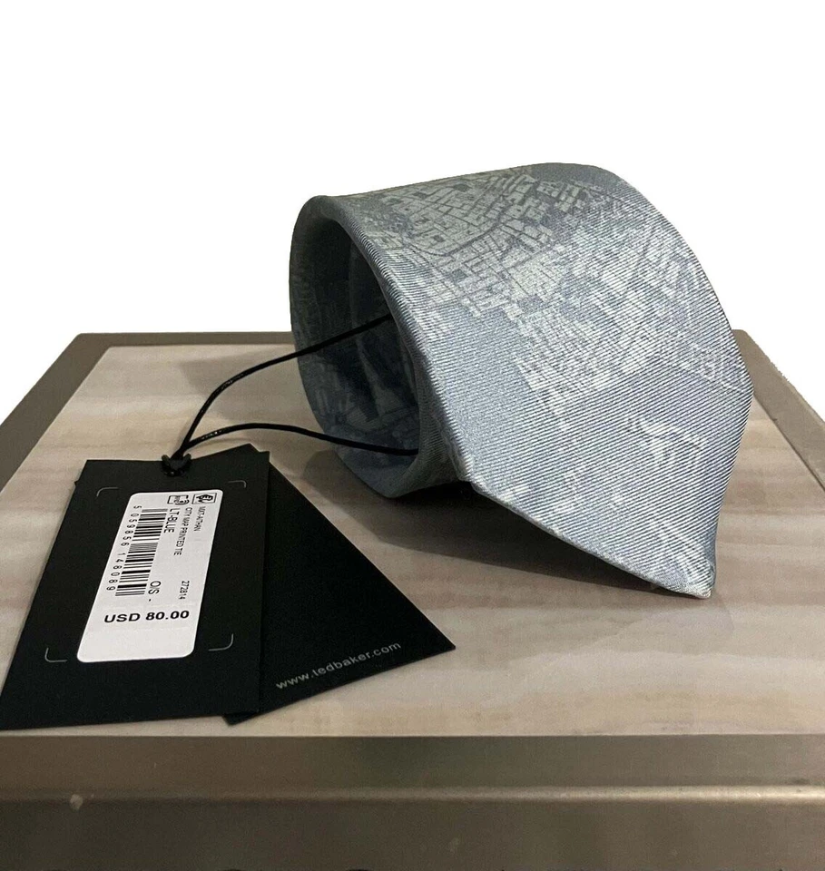 Corbata estampada mapa de la ciudad Ted Baker Mxt-Aithan para hombre nueva con etiquetas Foto 1 de 1