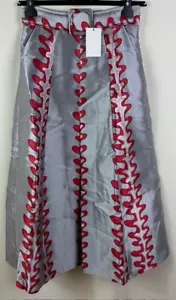 Lisou Gonna Midi Donna Eva Grigio Stampa Matisse Jacquard, UK 12, Nuova - Foto 1 di 4