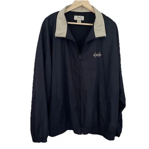 VTG 90s Izod Golf Jacket Windbreaker Men's XL Black Full Zip Embroidered Pockets - Picture 1 of 14