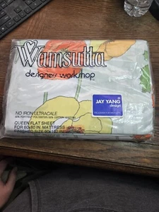 Wamsutta; Queen Flat Sheet (Growing Poppies) NOS - Picture 1 of 4
