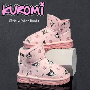 Sanrio Kuromi Winter Boots Cobranded Faux Suede Fur Insulated Pink Booties US4.5 - Picture 1 of 17