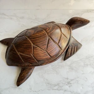 Vintage Meeresschildkröte aus Eisenholz handgeschnitzt Holzskulptur Figur - Bild 1 von 9