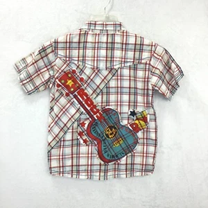 Da Lil Guys / Plaid Pearl Snap Music Acoustic Guitar Embellished Shirt / Size 6 - Picture 1 of 11