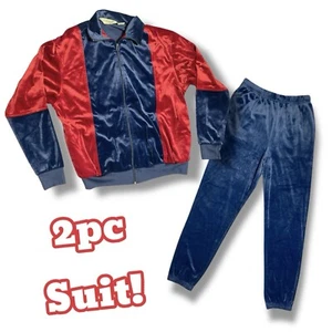 Conjunto de 2 piezas de chándal vintage de terciopelo Haband para hombre azul y rojo granate mediano M - Imagen 1 de 10
