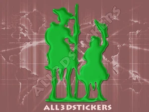 Autocollant Résine 3D Don Quichotte et Sancho Panza - Couleur Vert 110x70 mm. - Picture 1 of 1