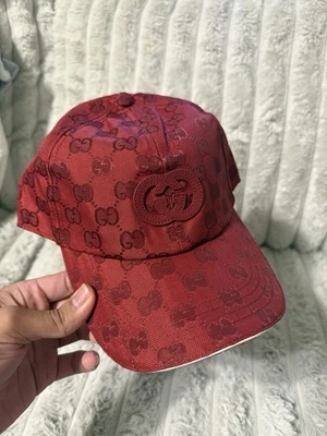 Gucci GG Nylon Baseball Hat Cap Red | Pre-Owned - Excellent - Image 1 of 4