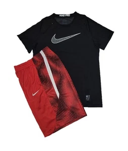 Nike Dri-fit Pro Youth XL Athletic Shirt & Shorts Outfit, Black/Red - Picture 1 of 10