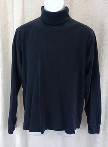 Lands' End Camicia Girocollo Uomo Taglia M (38-40) Blu Navy Manica Lunga - Foto 1 di 12