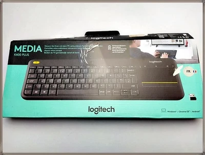 Logitech K400 Plus Kabellose AZERTY Touch-TV-Tastatur mit Touchpad FR Layout - Bild 1 von 3