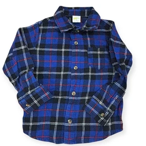 Camisa de franela a cuadros azul Crazy 8 niño pequeño 2T camisa con botones manga larga cuello - Imagen 1 de 4