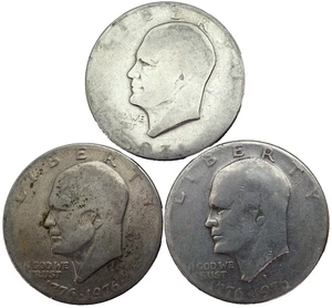 Lot (3) 1971, 1976, 1976 - D Eisenhower Dollar Lowball Pocket Piece - Bild 1 von 2