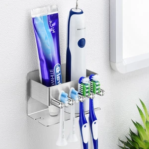 Soportes para cepillo de dientes - Soporte para pasta de dientes montado en la pared para baños, acero inoxidable - Imagen 1 de 12