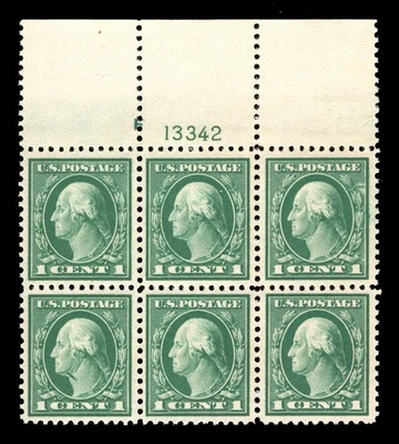 MOMEN: US STAMPS #498 MINT OG NH INTACT PLATE BLOCK OF 6 XF LOT #96106 - Image 1 of 2