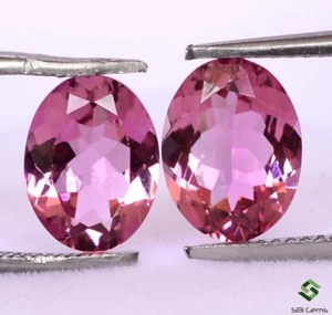 Zertifizierter natürlicher rosa Turmalin Ovalschliff Paar 8x6 mm 2,30 kt lose Edelsteine - Bild 1 von 4