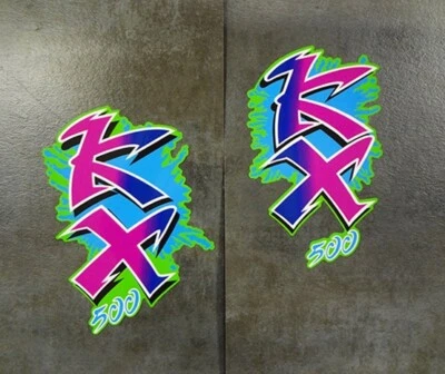 Cubierta de radiador Kawasaki KX 500 1990 90' 2 piezas pegatinas calcomanías gráficos Foto 1 de 2