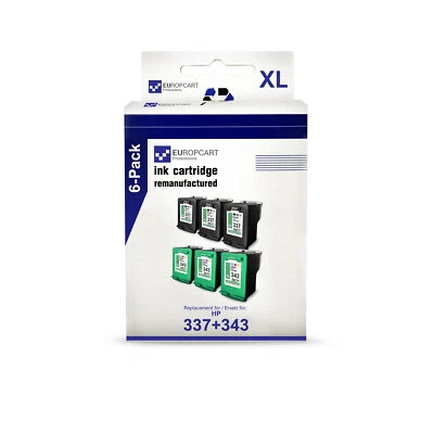 EUROTONE 6x Europcart Patrone 3+3 Alternative für HP 337 343 NO337 NO343 337+343