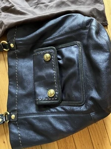Rare Coach Poppy Blue Metallic Leather Tote - Picture 1 of 10