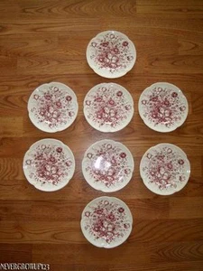 SET/8 JOHNSON BROS WINDSOR WARE DOVER MULBERRY~PLUM~BREAD/BUTTER PLATES~PURPLE - Picture 1 of 3